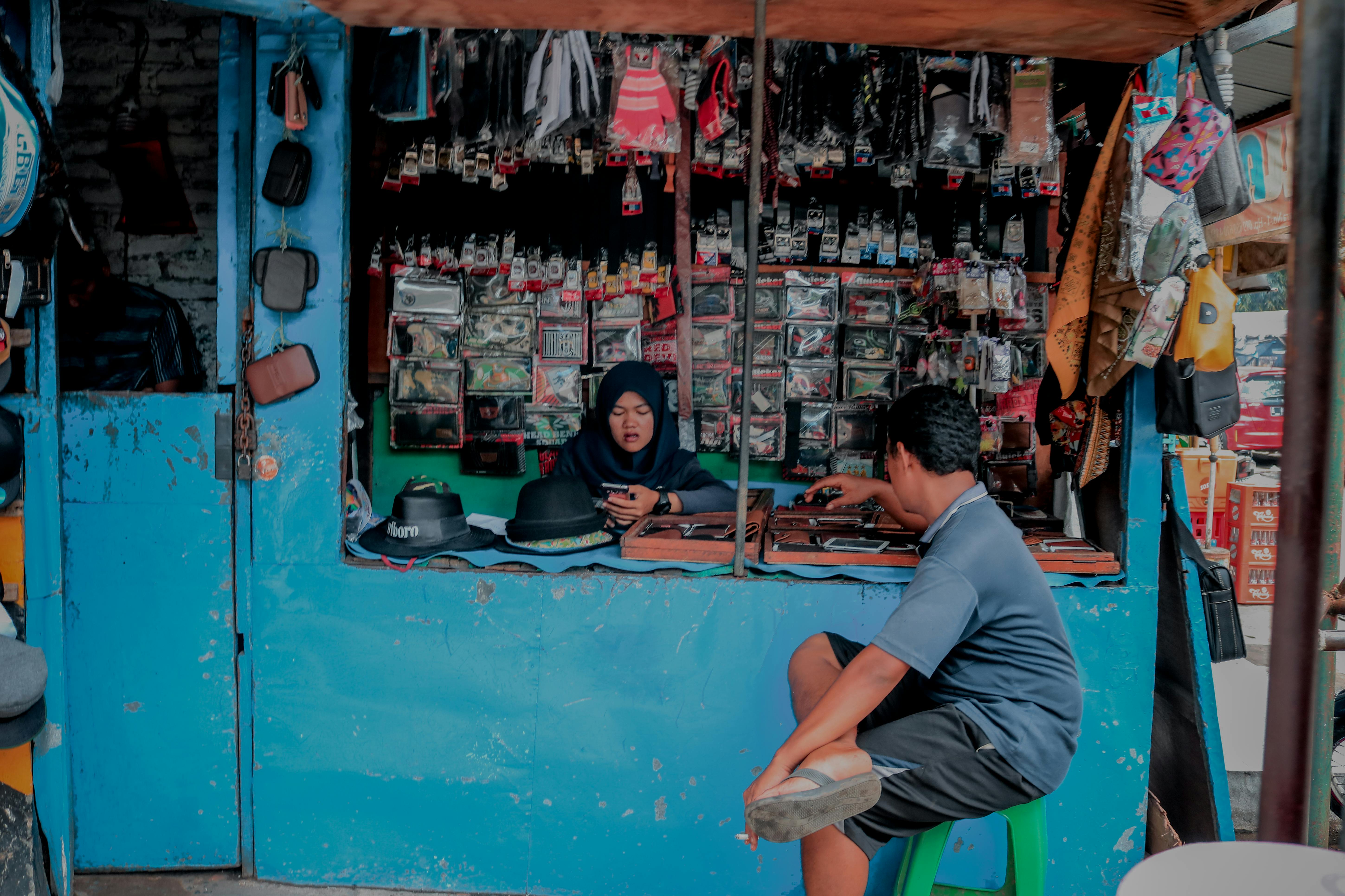 Indonesian traditional market. Economy and trade concept